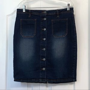 KENNETH COLE REACTION Jean Denim button up pencil skirt women’s size 12 blue